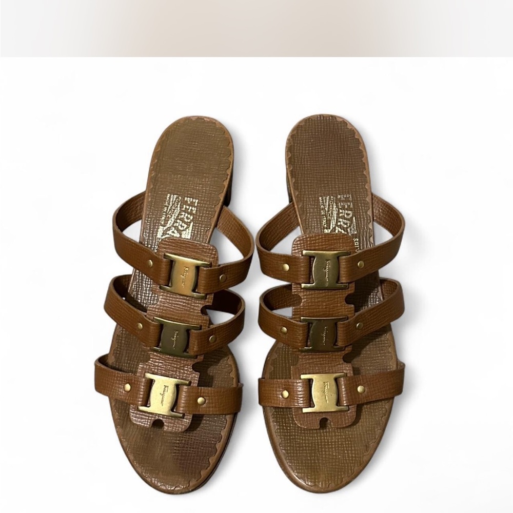 Salvatore Ferragamo Tan Leather Sandals